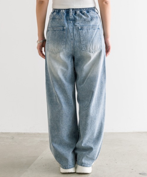 OLIVE des OLIVE（オリーブデオリーブ）の「ゆるたぽタックデニムパンツ　1041030080（デニムパンツ・レディース・スミクロ/インディゴブルー/ブルー/サックスブルー・SMALL/MEDIUM）」の11枚目の写真