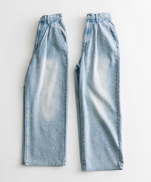 OLIVE des OLIVE（オリーブデオリーブ）の「ゆるたぽタックデニムパンツ　1041030080（デニムパンツ・レディース・スミクロ/インディゴブルー/ブルー/サックスブルー・SMALL/MEDIUM）」の7枚目の写真