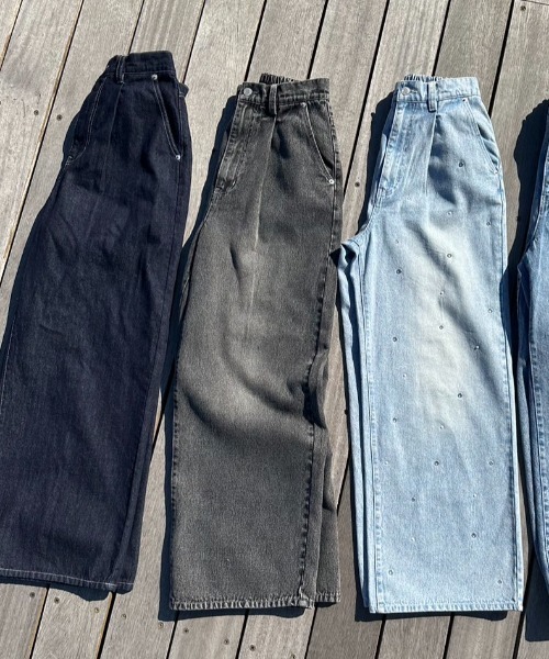 OLIVE des OLIVE（オリーブデオリーブ）の「ゆるたぽタックデニムパンツ　1041030080（デニムパンツ・レディース・スミクロ/インディゴブルー/ブルー/サックスブルー・SMALL/MEDIUM）」の8枚目の写真