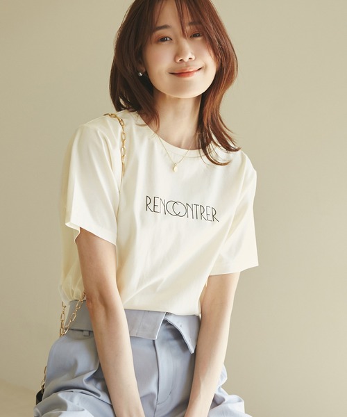 ROPE' PICNIC（ロペピクニック）の「RENU/ロゴ&フォトTシャツ/リンクコーデ（Tシャツ/カットソー・レディース・ブラック/ホワイト/キナリ・38/40）」の6枚目の写真