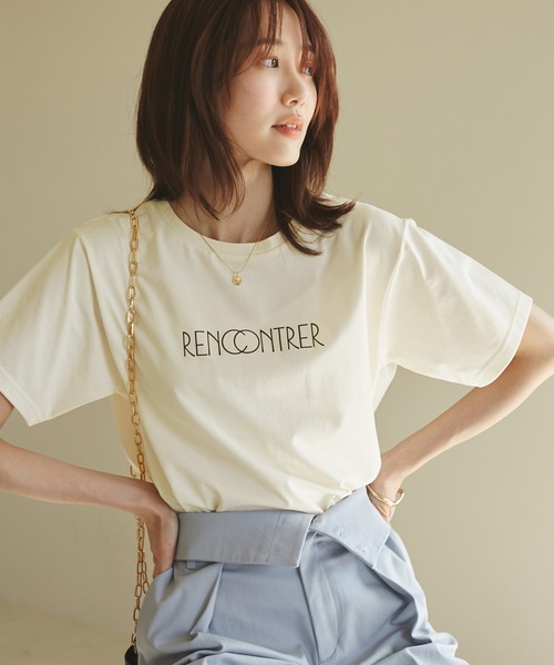 ROPE' PICNIC（ロペピクニック）の「RENU/ロゴ&フォトTシャツ/リンクコーデ（Tシャツ/カットソー・レディース・ブラック/ホワイト/キナリ・38/40）」の7枚目の写真