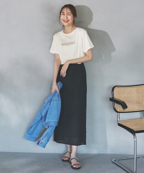 ROPE' PICNIC（ロペピクニック）の「RENU/ロゴ&フォトTシャツ/リンクコーデ（Tシャツ/カットソー・レディース・ブラック/ホワイト/キナリ・38/40）」の9枚目の写真