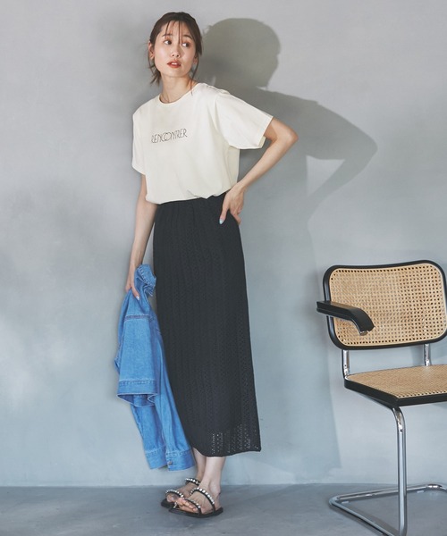 ROPE' PICNIC（ロペピクニック）の「RENU/ロゴ&フォトTシャツ/リンクコーデ（Tシャツ/カットソー・レディース・ブラック/ホワイト/キナリ・38/40）」の10枚目の写真