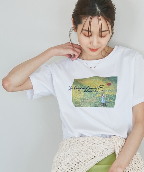 ROPE' PICNIC（ロペピクニック）の「RENU/ロゴ&フォトTシャツ/リンクコーデ（Tシャツ/カットソー・レディース・ブラック/ホワイト/キナリ・38/40）」の13枚目の写真