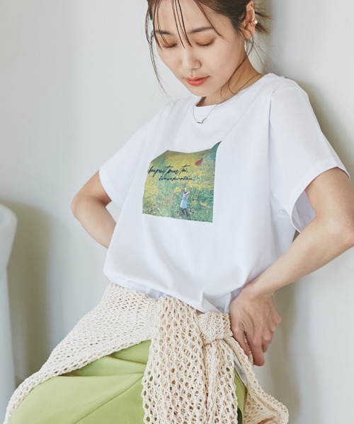 ROPE' PICNIC（ロペピクニック）の「RENU/ロゴ&フォトTシャツ/リンクコーデ（Tシャツ/カットソー・レディース・ブラック/ホワイト/キナリ・38/40）」の14枚目の写真