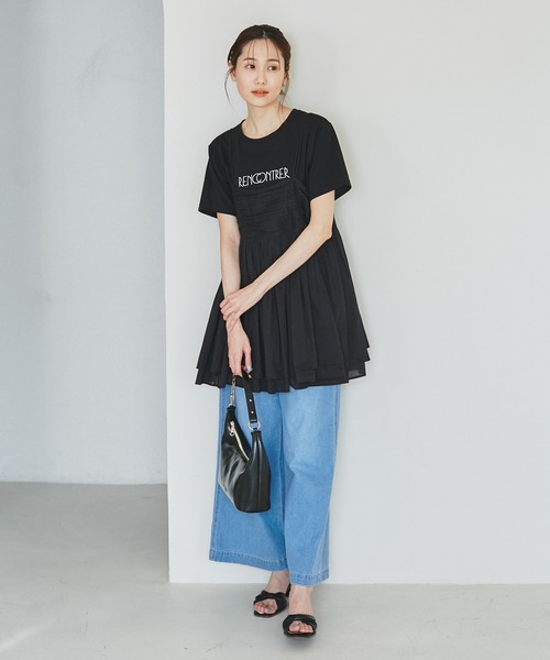 ROPE' PICNIC（ロペピクニック）の「RENU/ロゴ&フォトTシャツ/リンクコーデ（Tシャツ/カットソー・レディース・ブラック/ホワイト/キナリ・38/40）」の15枚目の写真