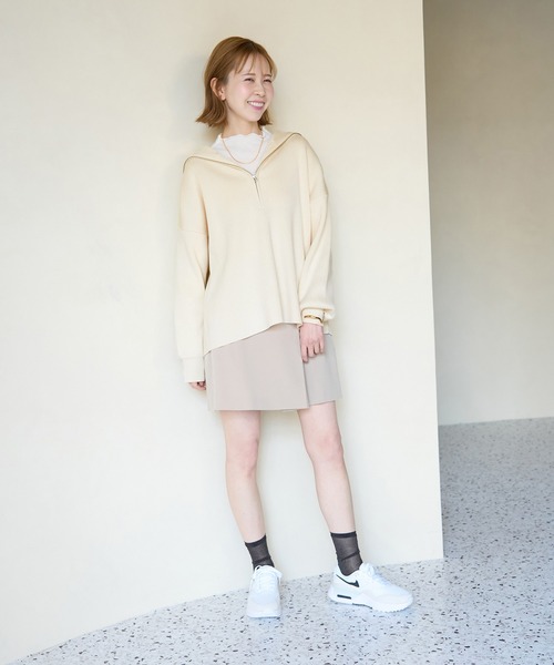 ROPE' PICNIC（ロペピクニック）の「ハーフジップニットプルオーバー（ニット/セーター・レディース・チャコールグレー/キナリ/ネイビー・38）」の9枚目の写真