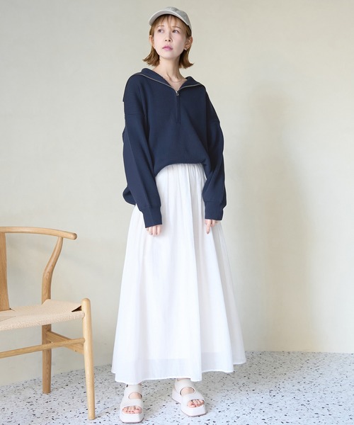 ROPE' PICNIC（ロペピクニック）の「ハーフジップニットプルオーバー（ニット/セーター・レディース・チャコールグレー/キナリ/ネイビー・38）」の15枚目の写真