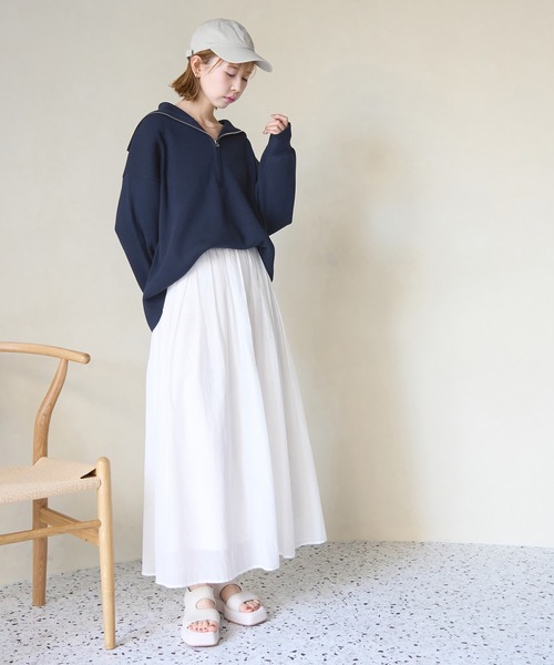 ROPE' PICNIC（ロペピクニック）の「ハーフジップニットプルオーバー（ニット/セーター・レディース・チャコールグレー/キナリ/ネイビー・38）」の16枚目の写真