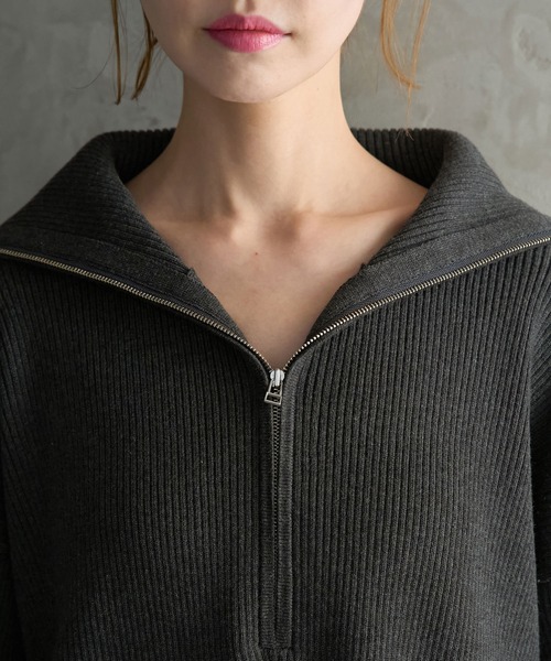 ROPE' PICNIC（ロペピクニック）の「ハーフジップニットプルオーバー（ニット/セーター・レディース・チャコールグレー/キナリ/ネイビー・38）」の21枚目の写真
