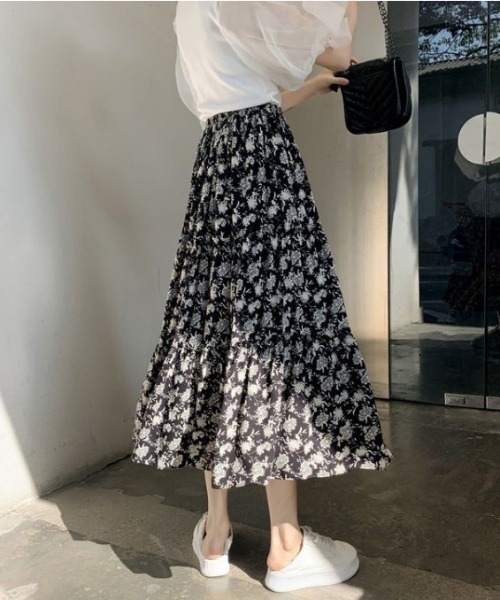 Jayro（ジャイロ）の「花柄フレアスカート（スカート・レディース・ブラック/グリーン/キナリ・FREE）」の14枚目の写真