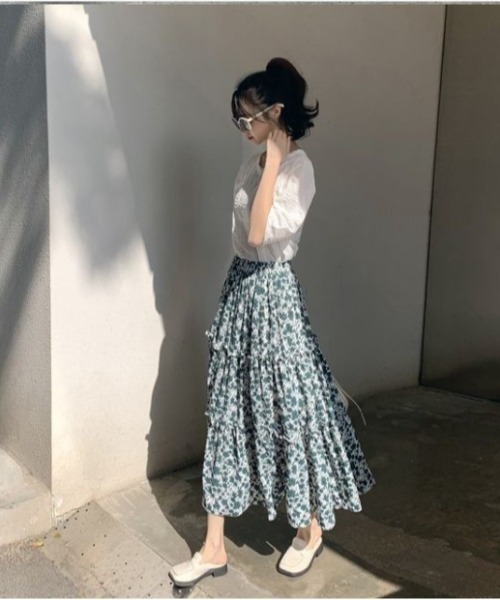 Jayro（ジャイロ）の「花柄フレアスカート（スカート・レディース・ブラック/グリーン/キナリ・FREE）」の19枚目の写真