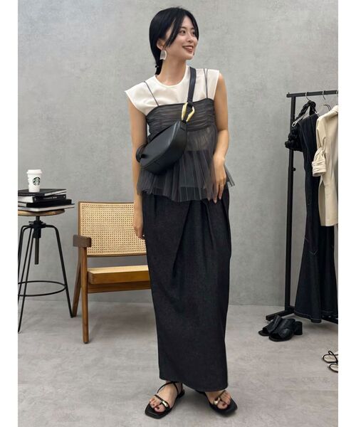 LAGUNAMOON（ラグナムーン）の「コクーンデニムスカート（デニムスカート・レディース・ホワイト/ブラック・SMALL/MEDIUM）」の3枚目の写真