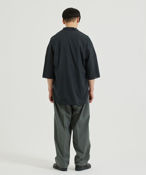 MARKAWARE SKIPPER SHIRT ブラック marka (マーカ) BAND COLLAR SKIPPER SHIRT / バンドカラー