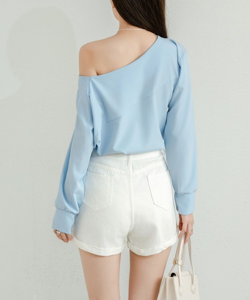 セール】肩出しシングル長袖トップスブラウス（シャツ/ブラウス  