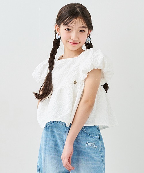 by LOVEiT（バイラビット）の「バルーンスリーブチュニック（チュニック・キッズ・ブラック/オフホワイト・120cm/130cm/140cm/150cm/160cm）」の4枚目の写真