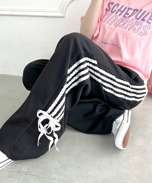 セール】サイドラインリボンスウェットパンツ（スウェットパンツ
