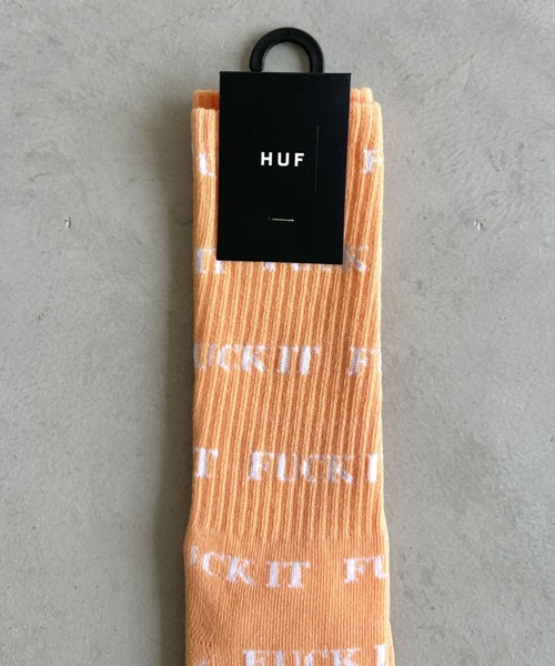 HUF（ハフ）の「HUF(ハフ)/ファックイットロゴリブソックス/FUCK IT SOCKS（ソックス/靴下・メンズ・ブラック/ホワイト/オレンジ・FREE）」の3枚目の写真