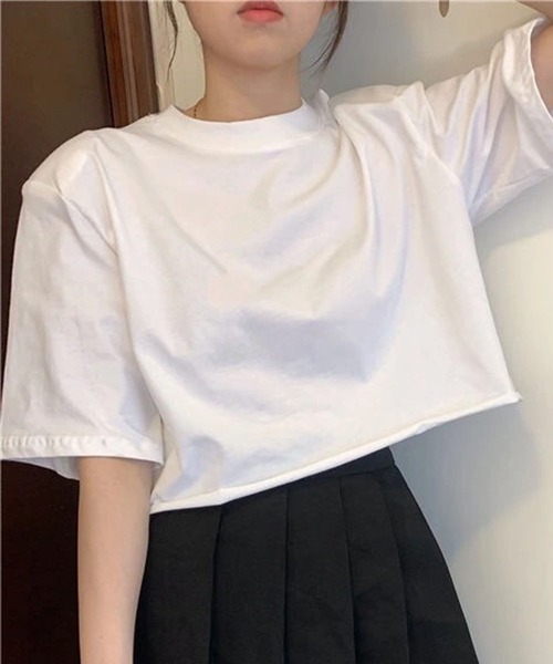 SHEPP(シープ)の「【定番】ワイドシルエット ショート無地半袖Tシャツ / クロップド丈(Tシャツ/カットソー・レディース・ホワイト/グレー/ブラック・S/M/L)」の10枚目の写真