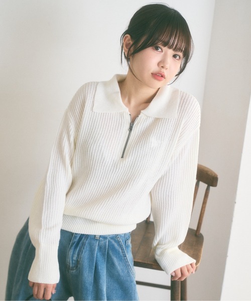 Ada.(エイダ)の「<Peachyyouth × Ada.>袖口2WAY ハーフジップ サマーニット(ニット/セーター・レディース・ブラック/ホワイト/ネイビー・FREE)」の14枚目の写真