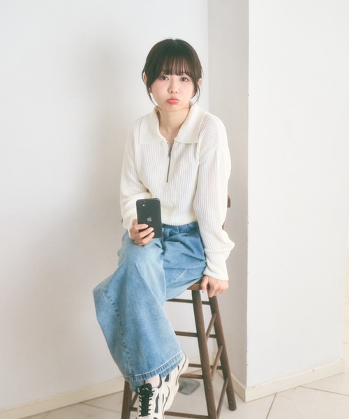 セール】＜Peachyyouth × Ada.＞袖口2WAY ハーフジップ サマー