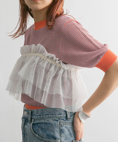 KBF（ケイビーエフ）の「マルチWAYチュールつけ襟（その他小物・レディース・アイボリー/ブラック/グレー・ONE）」の12枚目の写真