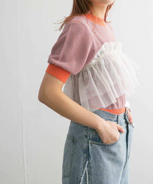 KBF（ケイビーエフ）の「マルチWAYチュールつけ襟（その他小物・レディース・アイボリー/ブラック/グレー・ONE）」の11枚目の写真