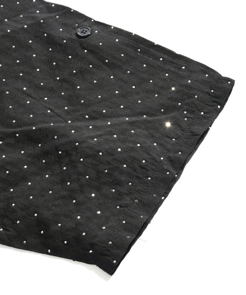 【セール】【neos】ルーズシルエット ドット ラインストーン シアー ストライプ ロールアップ ハーフスリーブ シャツ（シャツ/ブラウス）｜neos（ネオス）