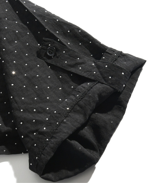 【セール】【neos】ルーズシルエット ドット ラインストーン シアー ストライプ ロールアップ ハーフスリーブ シャツ（シャツ/ブラウス）｜neos（ネオス）