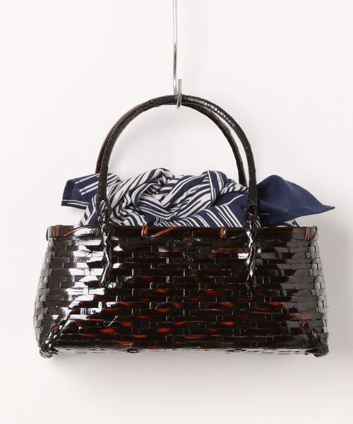 utatane(ウタタネ)の「竹かごバッグ+日本製注染生地あずま袋セット utatane 黒飴色 紺の川面(かごバッグ・レディース・ブラック・FREE)」の12枚目の写真