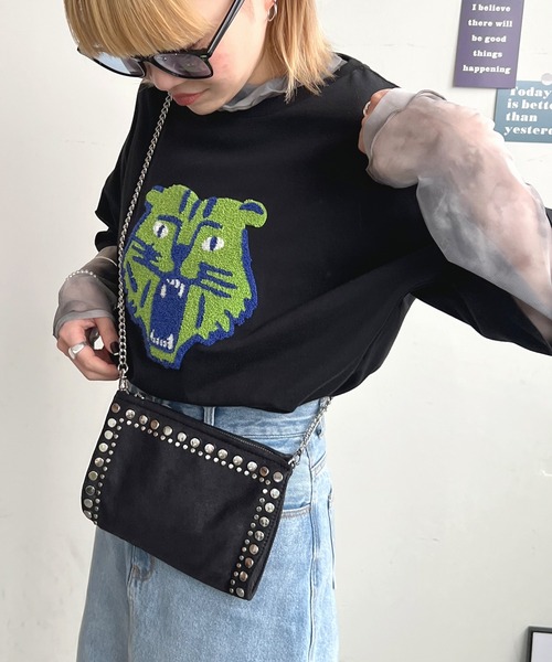 Futier land（フューティアランド）の「トラ相良刺繍BIGTシャツ（Tシャツ/カットソー・レディース・ブラック/ブルー/オートミール/ホワイト・FREE）」の8枚目の写真