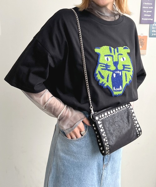 Futier land（フューティアランド）の「トラ相良刺繍BIGTシャツ（Tシャツ/カットソー・レディース・ブラック/ブルー/オートミール/ホワイト・FREE）」の9枚目の写真
