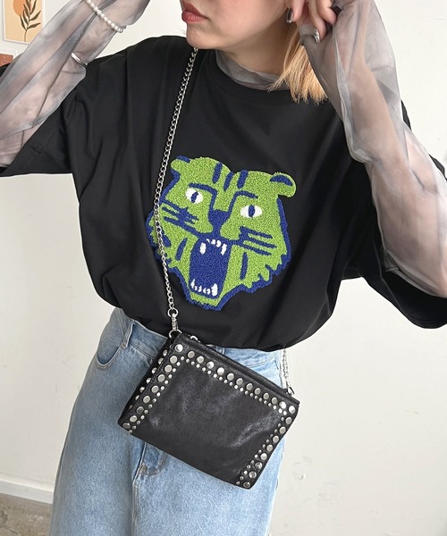 Futier land（フューティアランド）の「トラ相良刺繍BIGTシャツ（Tシャツ/カットソー・レディース・ブラック/ブルー/オートミール/ホワイト・FREE）」の10枚目の写真