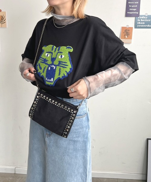 Futier land（フューティアランド）の「トラ相良刺繍BIGTシャツ（Tシャツ/カットソー・レディース・ブラック/ブルー/オートミール/ホワイト・FREE）」の11枚目の写真