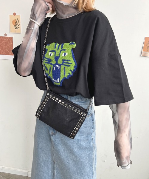 Futier land（フューティアランド）の「トラ相良刺繍BIGTシャツ（Tシャツ/カットソー・レディース・ブラック/ブルー/オートミール/ホワイト・FREE）」の14枚目の写真