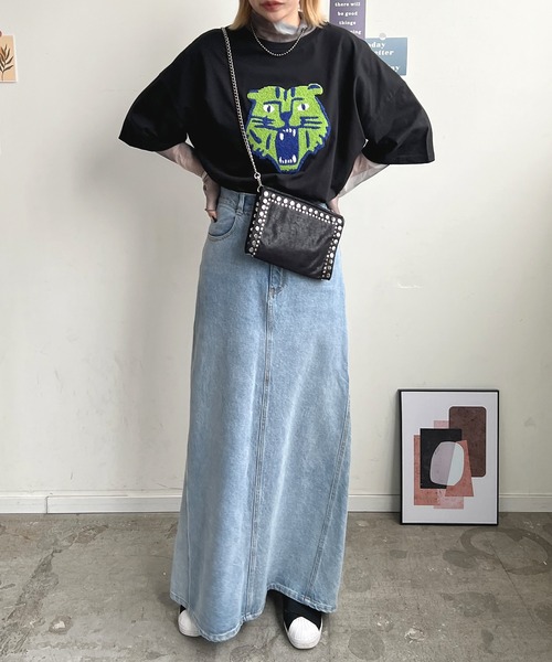 Futier land（フューティアランド）の「トラ相良刺繍BIGTシャツ（Tシャツ/カットソー・レディース・ブラック/ブルー/オートミール/ホワイト・FREE）」の15枚目の写真