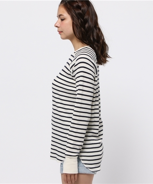 WEGO（ウィゴー）の「WEGO/ワッフルラウンドTシャツ（Tシャツ/カットソー・レディース・アイボリー/杢グレー/ブルー系その他/カーキ・FREE）」の13枚目の写真