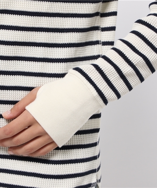 WEGO（ウィゴー）の「WEGO/ワッフルラウンドTシャツ（Tシャツ/カットソー・レディース・アイボリー/杢グレー/ブルー系その他/カーキ・FREE）」の6枚目の写真