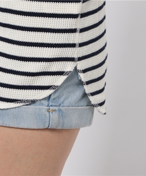 WEGO（ウィゴー）の「WEGO/ワッフルラウンドTシャツ（Tシャツ/カットソー・レディース・アイボリー/杢グレー/ブルー系その他/カーキ・FREE）」の7枚目の写真