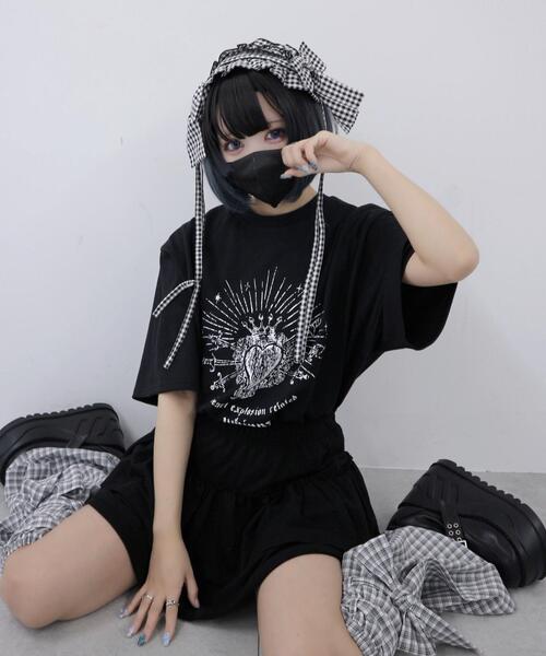 Whinny(ホワイニー)の「Whinny/きらびやかなメンヘラっち(Tシャツ/カットソー・レディース・サックスブルー/ブラック/ホワイト・FREE)」の3枚目の写真