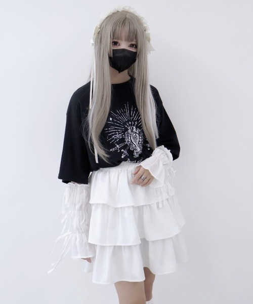 Whinny(ホワイニー)の「Whinny/きらびやかなメンヘラっち(Tシャツ/カットソー・レディース・サックスブルー/ブラック/ホワイト・FREE)」の7枚目の写真