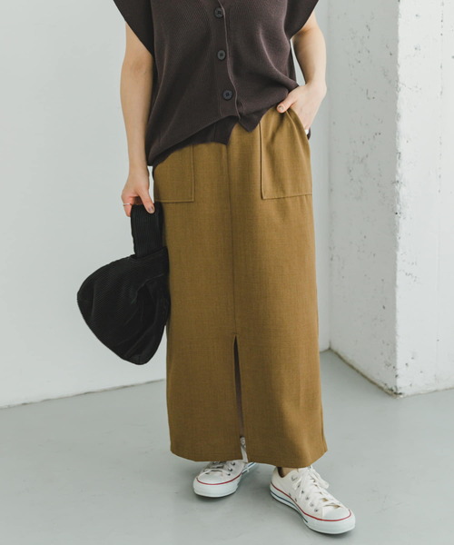 ITEMS URBANRESEARCH（アイテムズ アーバンリサーチ）の「リネンライクタイトスカート（スカート・レディース・グレー系その他/ブラック/キャメル・FREE）」の3枚目の写真