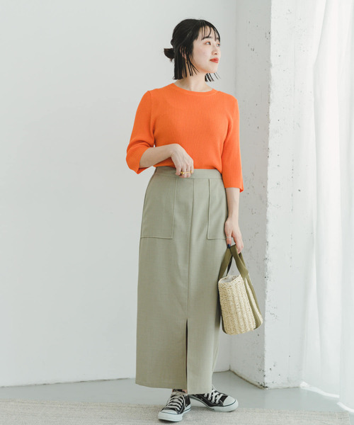 ITEMS URBANRESEARCH（アイテムズ アーバンリサーチ）の「リネンライクタイトスカート（スカート・レディース・グレー系その他/ブラック/キャメル・FREE）」の8枚目の写真