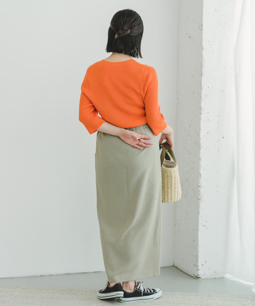ITEMS URBANRESEARCH（アイテムズ アーバンリサーチ）の「リネンライクタイトスカート（スカート・レディース・グレー系その他/ブラック/キャメル・FREE）」の9枚目の写真