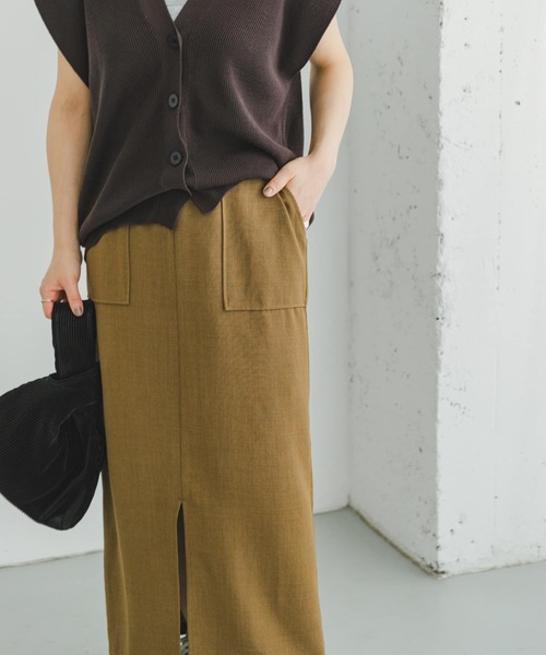 ITEMS URBANRESEARCH（アイテムズ アーバンリサーチ）の「リネンライクタイトスカート（スカート・レディース・グレー系その他/ブラック/キャメル・FREE）」の17枚目の写真