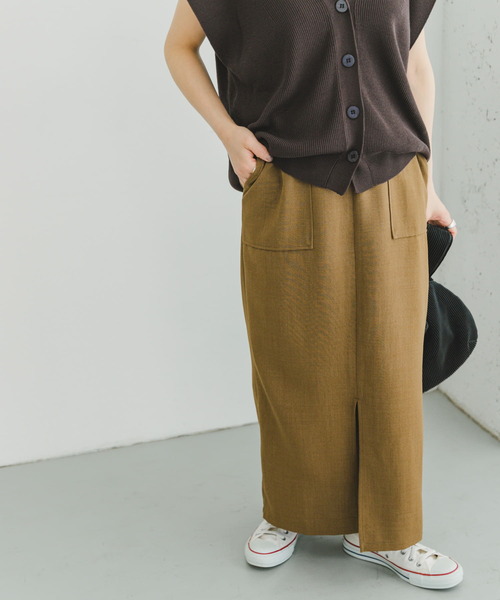 ITEMS URBANRESEARCH（アイテムズ アーバンリサーチ）の「リネンライクタイトスカート（スカート・レディース・グレー系その他/ブラック/キャメル・FREE）」の19枚目の写真