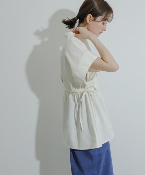 SENSE OF PLACE by URBAN RESEARCH（センスオブプレイスバイアーバンリサーチ）の「ウエストシャーリングペプラムブラウス（シャツ/ブラウス・レディース・オフホワイト/ブラック/ブルー・ONE）」の6枚目の写真