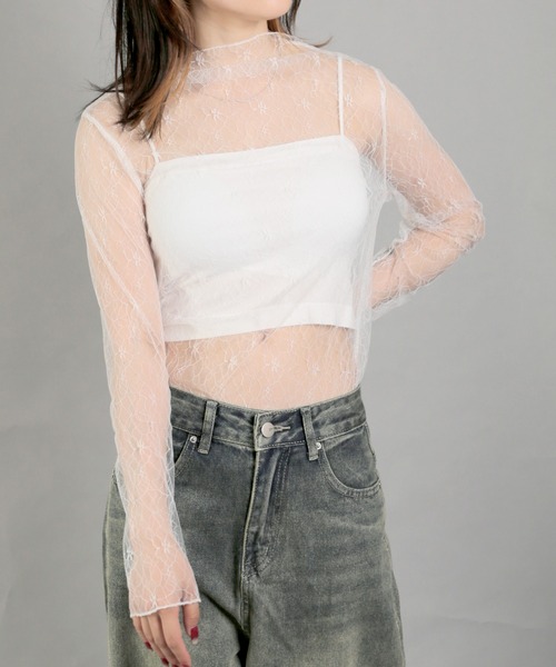 Chiina（チーナ）の「【Chiina】フロッキー　シースルーハイネックトップス（その他トップス・レディース・ブラック系4/ホワイト系3/ブラック系2/ブラック系5/ホワイト系2/ホワイト系1/ブラック系3/ブラック系1・FREE）」の11枚目の写真