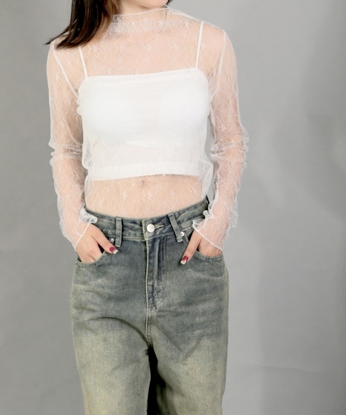 Chiina（チーナ）の「【Chiina】フロッキー　シースルーハイネックトップス（その他トップス・レディース・ブラック系4/ホワイト系3/ブラック系2/ブラック系5/ホワイト系2/ホワイト系1/ブラック系3/ブラック系1・FREE）」の9枚目の写真