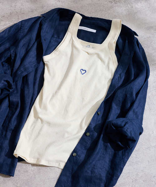 FRAMeWORK（フレームワーク）の「BASERANGE/ベースレンジ HEART TANK（タンクトップ・レディース・アイボリー・FREE）」の2枚目の写真